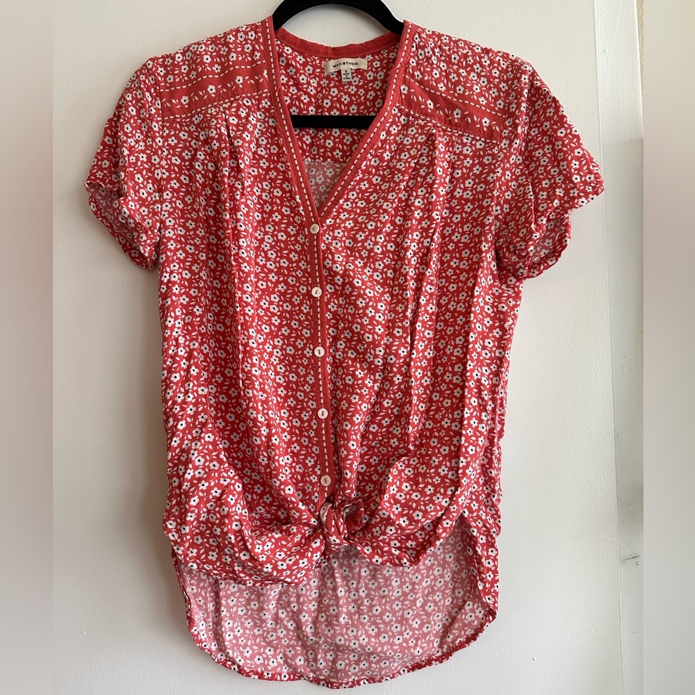 Pink flower button shirt